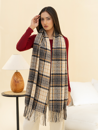 Brown Checkered Woolen Scarf