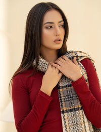 Brown Checkered Woolen Scarf