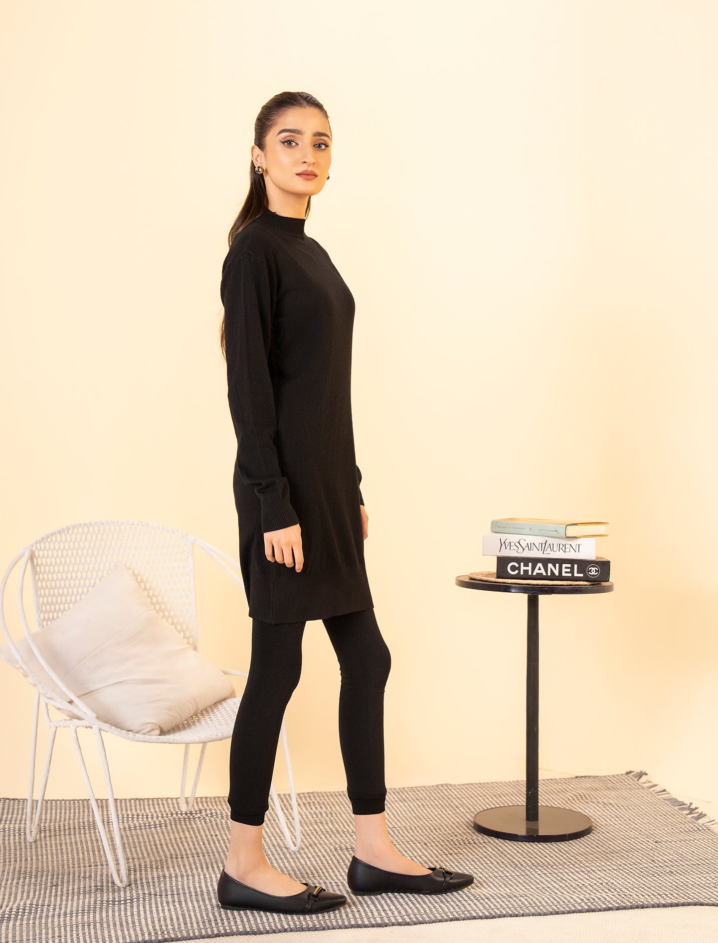 Black Mock neck midi Sweater